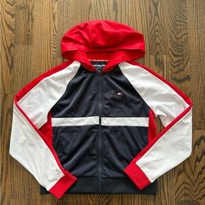 Tommy Hilfiger red and navy zip-up hoodie